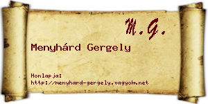 Menyhárd Gergely névjegykártya
